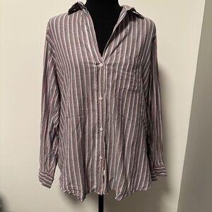 *GRAYSON* Red White & Blue Striped Long Sleeve Button Down Size 4 (Small)